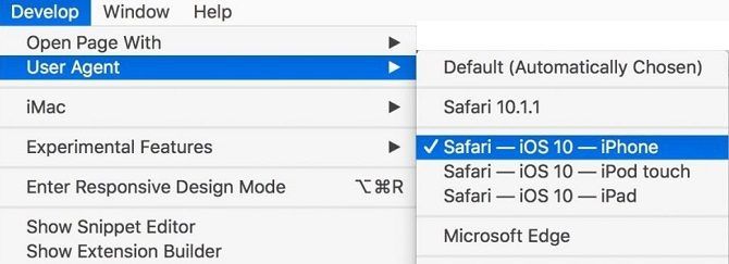 Режим разработчика Safari имитирует iPhone