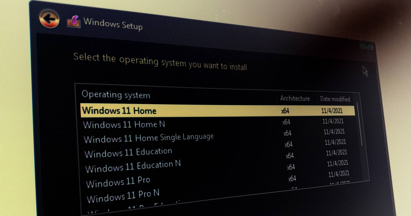 Выбор редакции Windows 11 при чистой установке