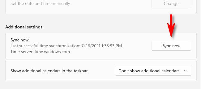Нажмите «Синхронизировать сейчас», чтобы обновить системное время. 