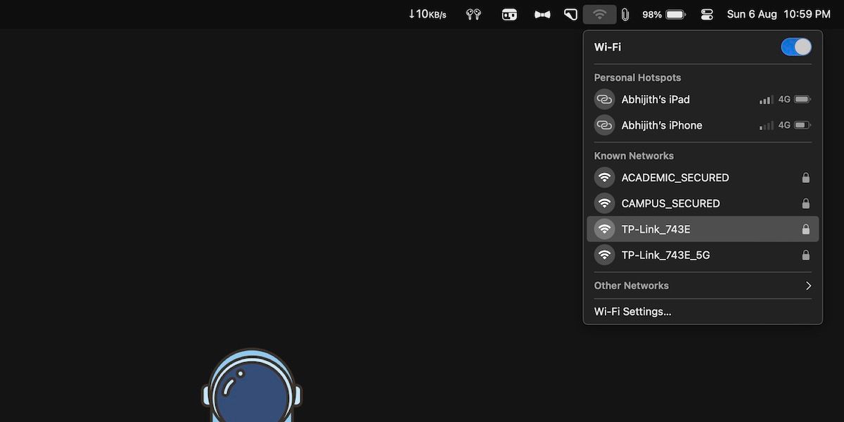 выберите сеть Wi‑Fi для подключения