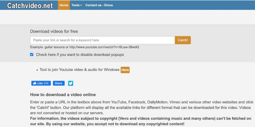 Catchvideo с кнопкой Catch для генерации ссылок