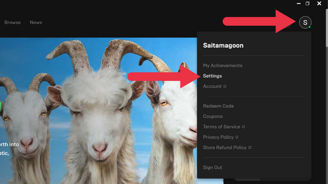 Настройки Epic Games Store