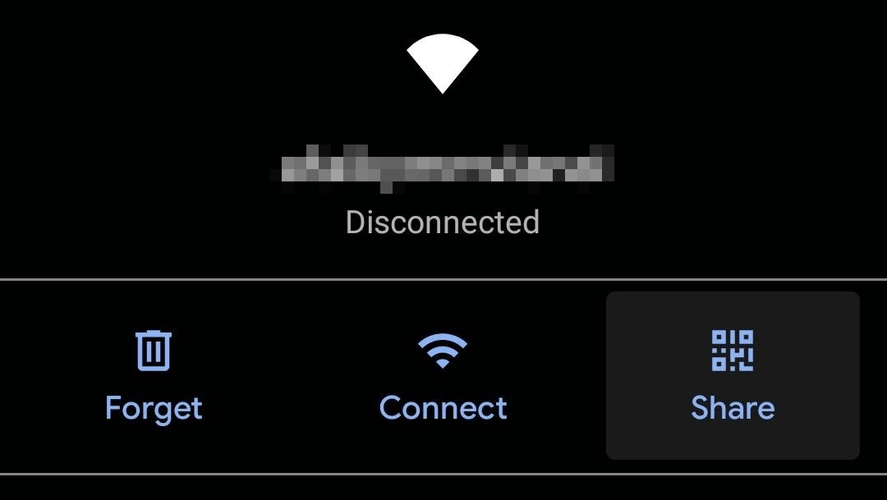 Опция «Поделиться» для Wi‑Fi на Android