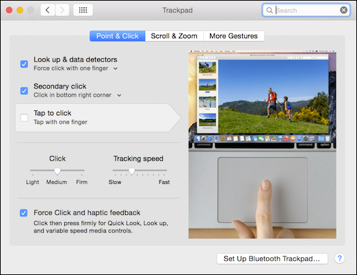 Force Click: пример интерфейса