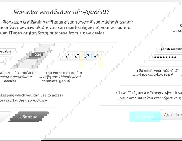 Информация о двухэтапной проверке и ключе восстановления