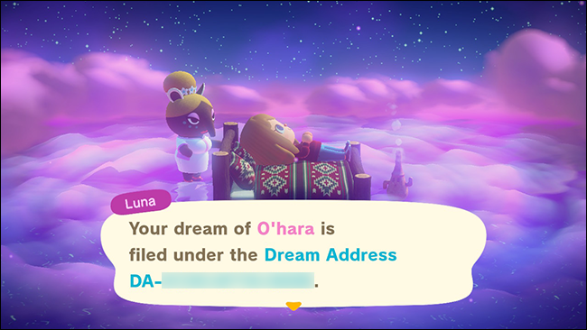 Присвоенный 12-значный Dream Address на экране
