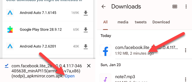Откройте скачанный APK в файловом менеджере
