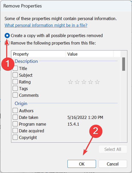 Создание копии без метаданных