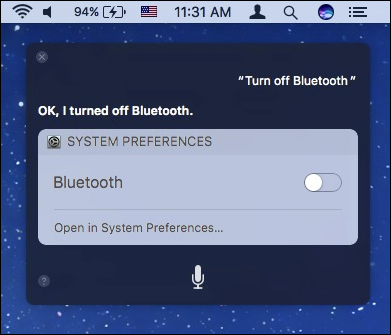 Siri: пример выключения Bluetooth для экономии батареи