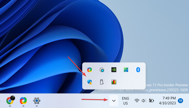 Открыть Защитник из трея