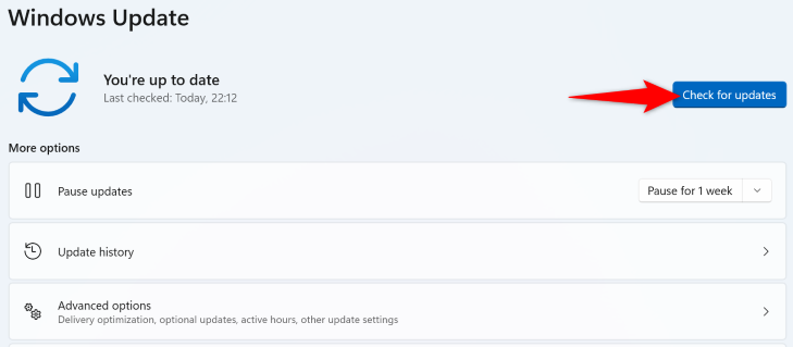 Выберите «Проверить наличие обновлений».