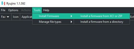 Установка прошивки в Ryujinx