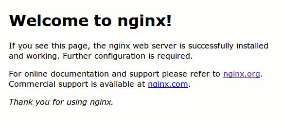 Страница работы Nginx по умолчанию