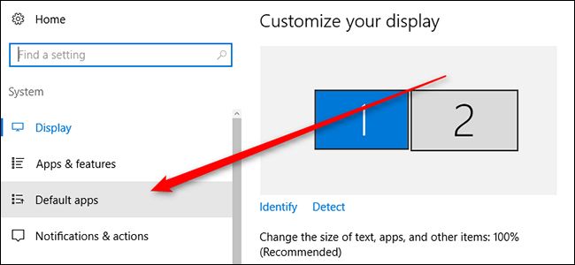 Настройки приложений по умолчанию