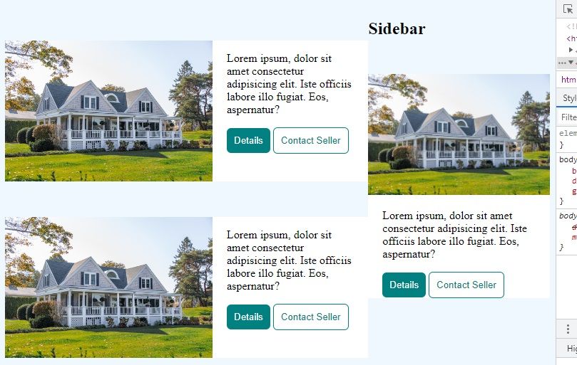 Скриншот страницы с контейнерными запросами
