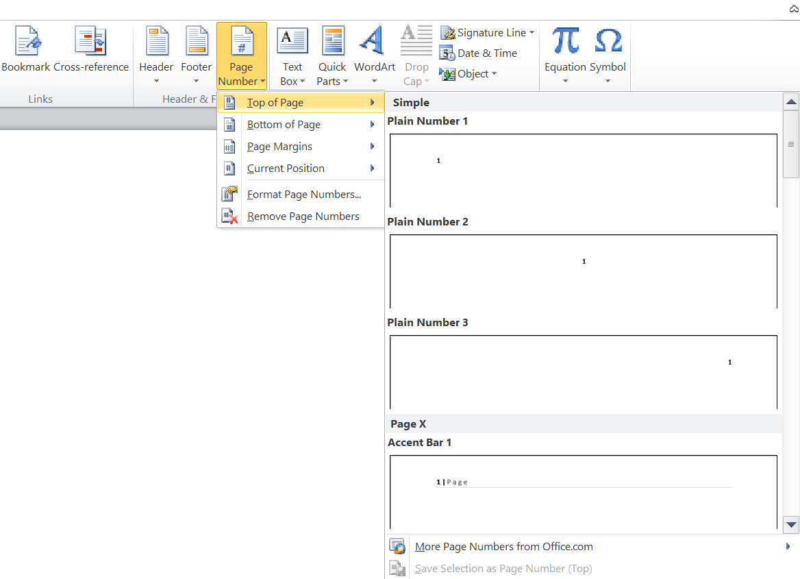 Номер страницы в заголовке