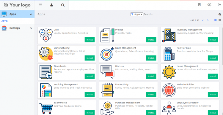 Панель Flectra CRM и ERP