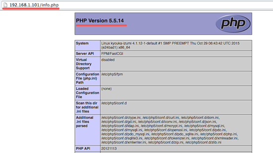 Вывод phpinfo() в браузере