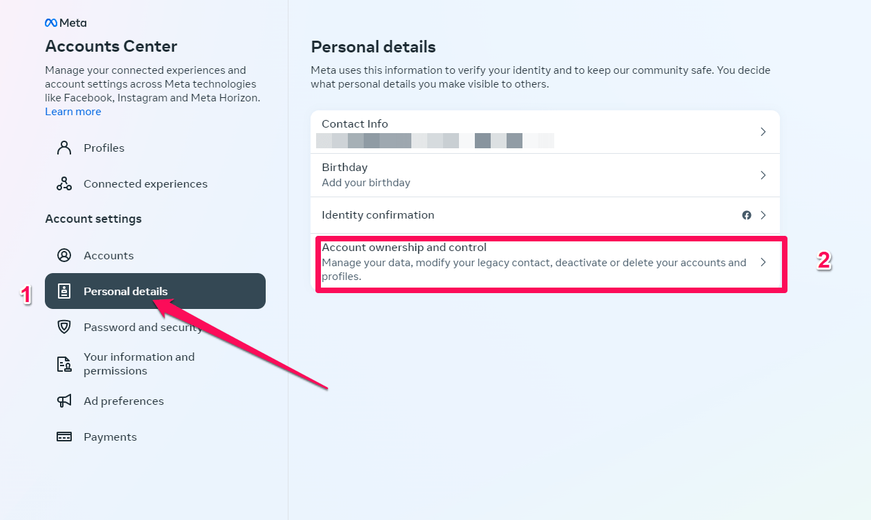 Пункт управление владельческими правами в Instagram