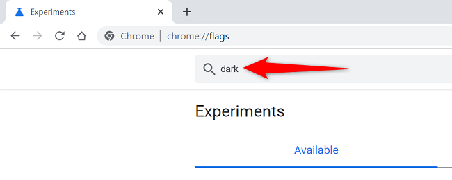 Поиск по слову «dark» на странице экспериментов chrome/edge.
