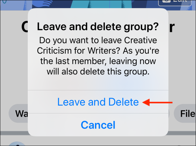 Подтверждение «Leave and Delete»