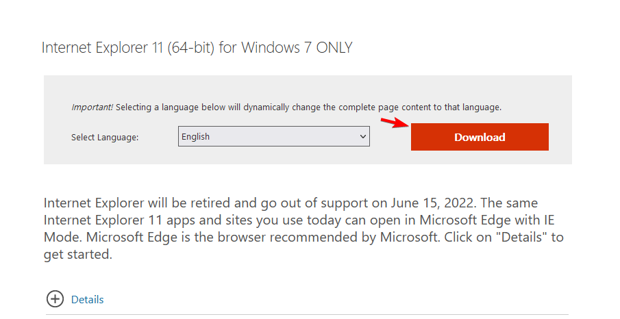 Страница загрузки Internet Explorer