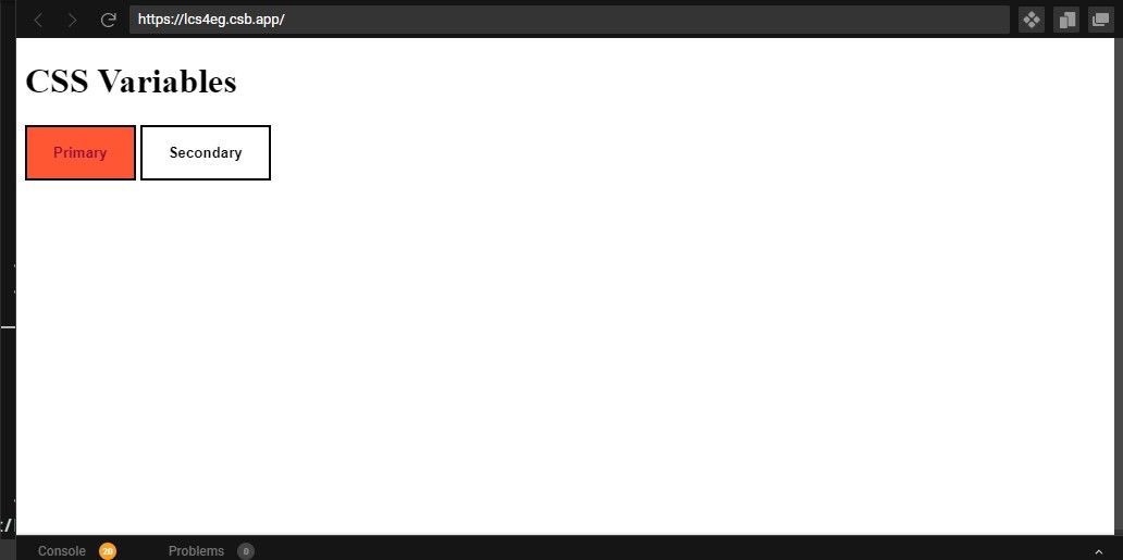 Скриншот двух кнопок. Одна из них стилизована с помощью CSS-переменных