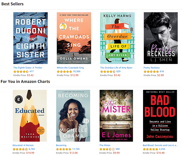 Скриншоты предложений электронных книг на Amazon