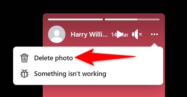 Пункт меню «Delete Photo» для удаления элемента из архива в веб‑версии.