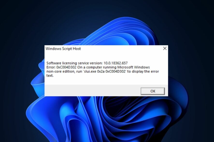 Исправить ошибку 0xC004D302 в Windows