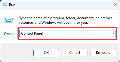 Открытие Панели управления