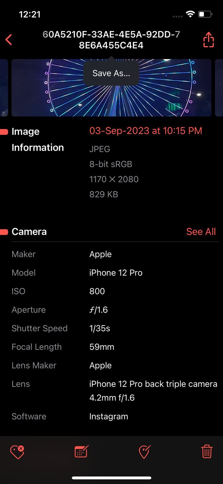 опция Сохранить как в Metapho