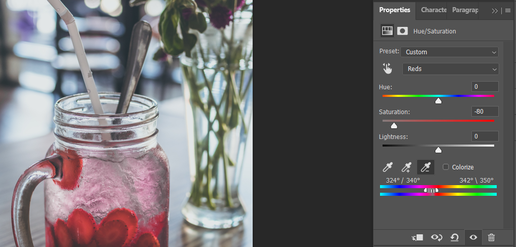 Уменьшите насыщенность для нужного эффекта