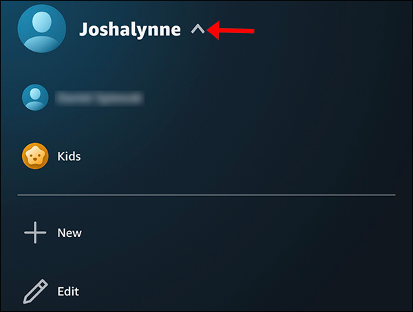 Нажмите стрелку рядом с вашим именем, чтобы открыть список профилей.