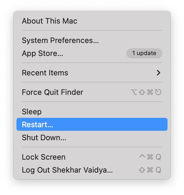 Экран MacBook при перезагрузке