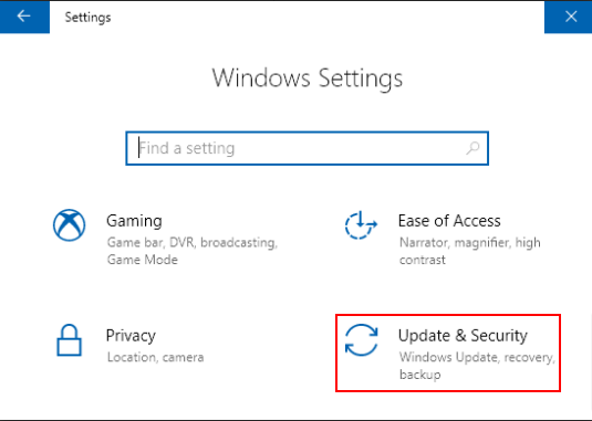 Раздел «Обновление и безопасность» в Параметрах Windows