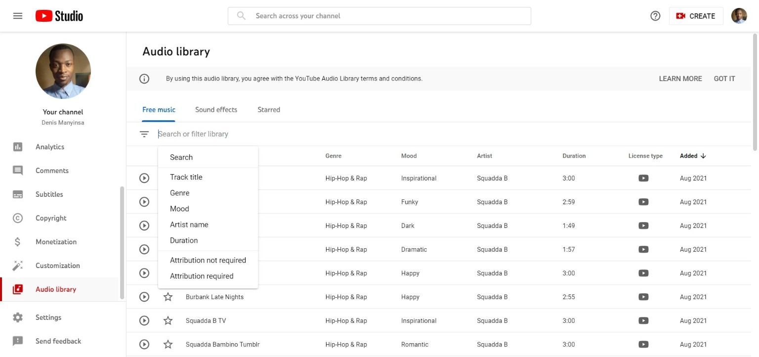 YouTube Audio library