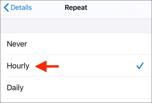 Tap on the Hourly reminder button