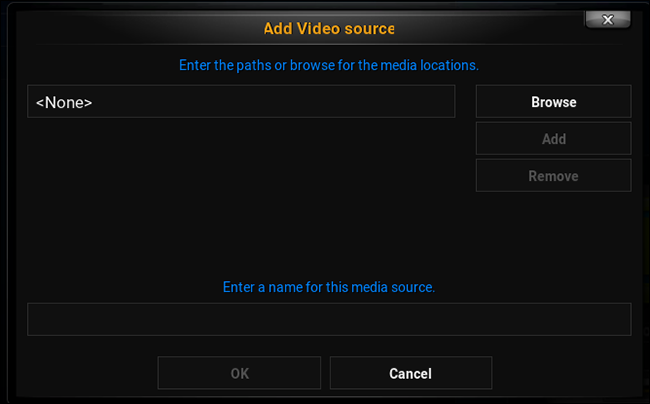 Диалог выбора папки в Kodi