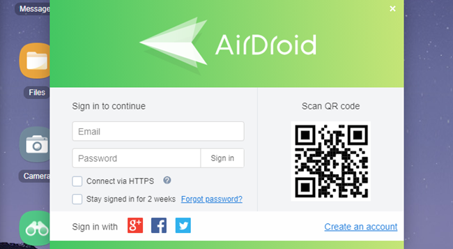 Сканирование QR-кода в AirDroid для подключения