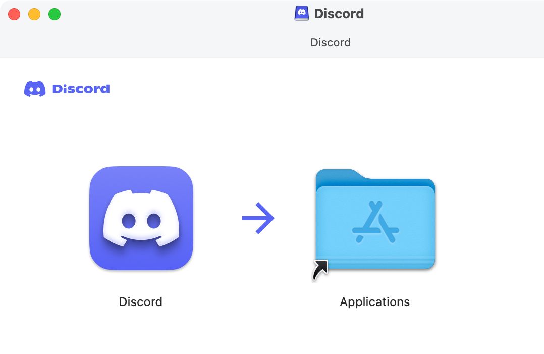 Окно DMG с ярлыком Applications и приложением на Mac