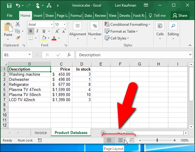 Кнопки вида на строке состояния Excel