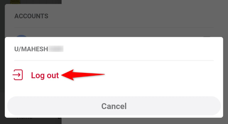 Подтвердите выход, выбрав «Log Out» в запросе