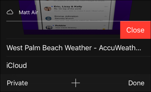 Закрыть вкладку с другого устройства на iPhone