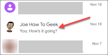 Список разговоров в приложении Messages