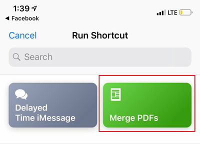 Запуск ярлыка Merge PDF