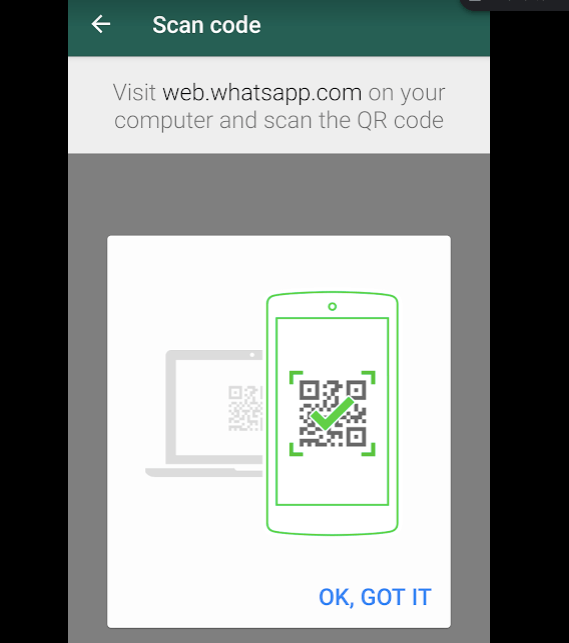 Сканирование QR-кода в WhatsApp для входа в WhatsApp Web