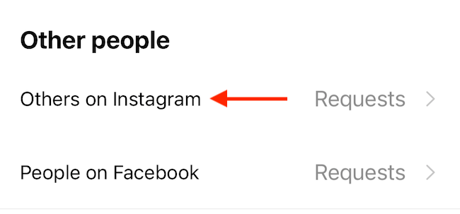 Выберите Другие в Instagram