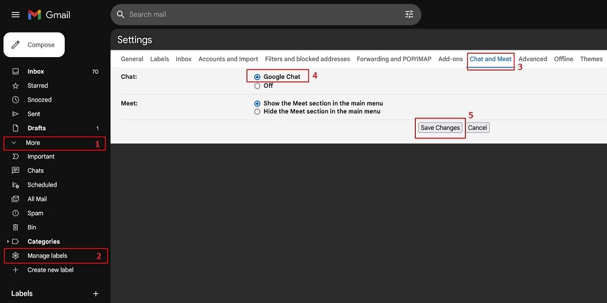 Как изменить статус Google Chat в Gmail