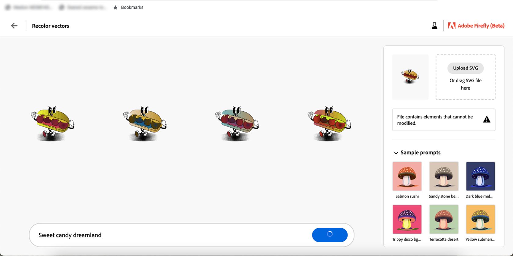 Adobe Firefly recolour vector tool